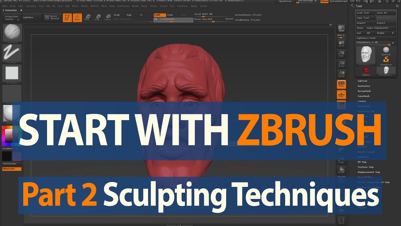 How to Start with ZBrush - Sculpting Techniques - Part 2