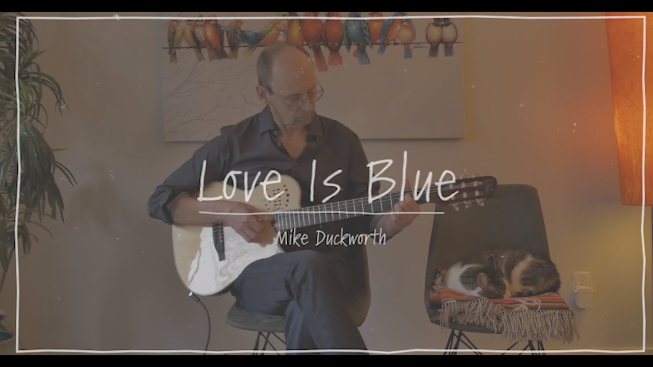 Love is Blue cover with  Godin Mulitac nylon string guitar FEAT- Samson ( cat)..