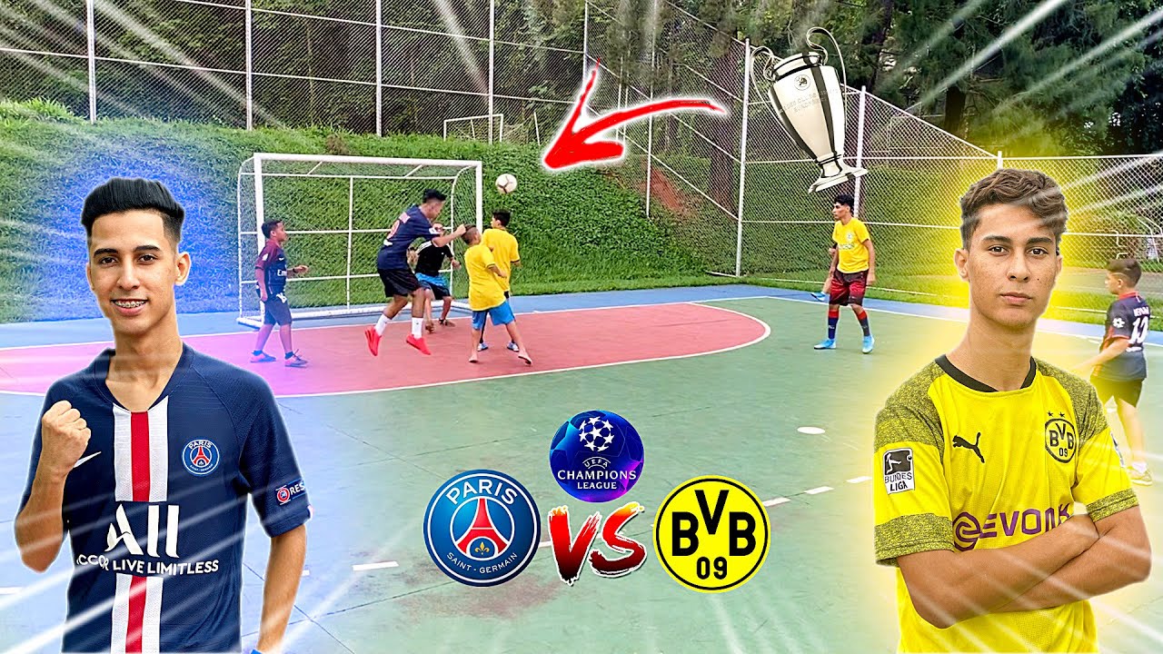 UEFA CHAMPIONS LEAGUE PSG vs BORUSSIA JOGO 5 vs 5 DESAFIOS DE FUTEBOL 2020 ‹ Rikinho ›