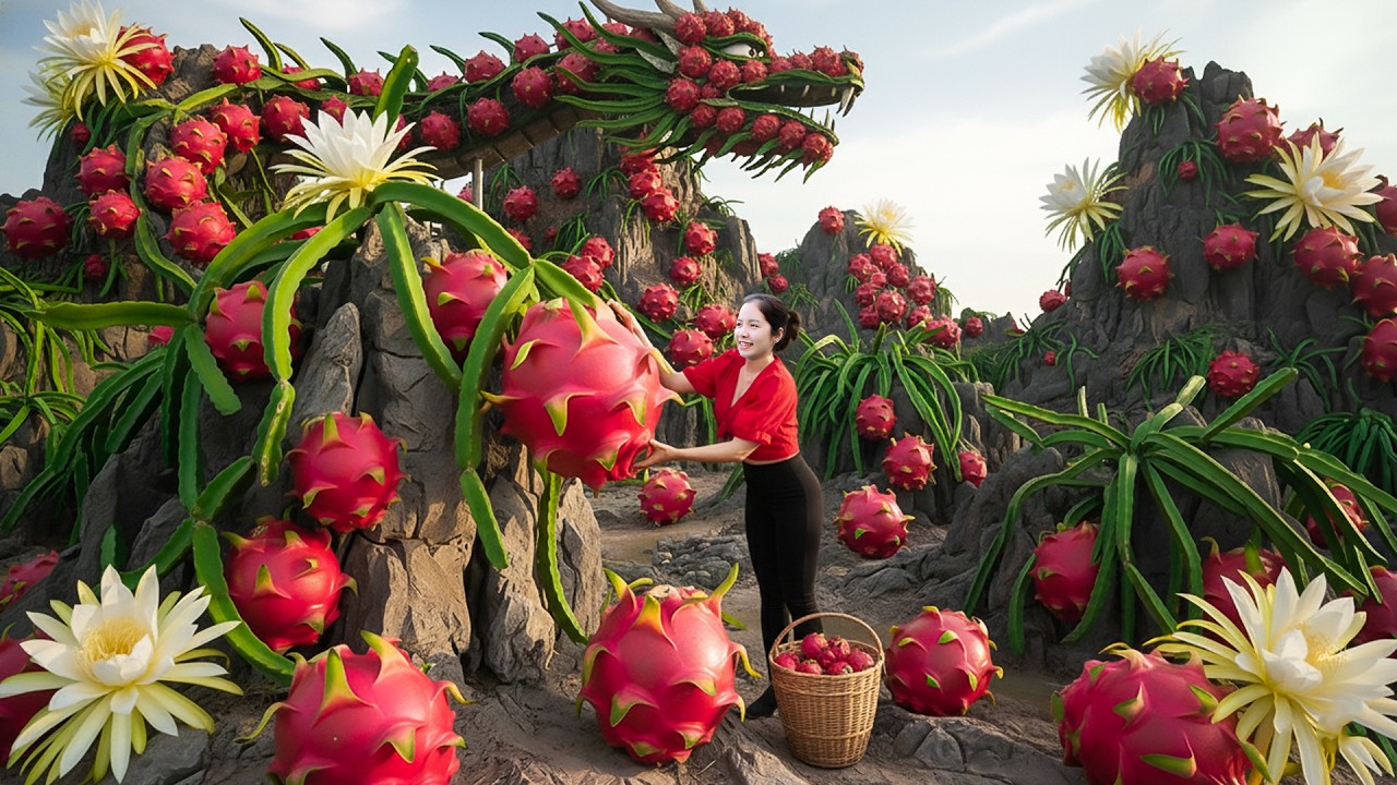 288 Days Harvesting 1000+Kg Dragon Fruits On The High Rock Go To Martket Sell | Pure Harvest Life
