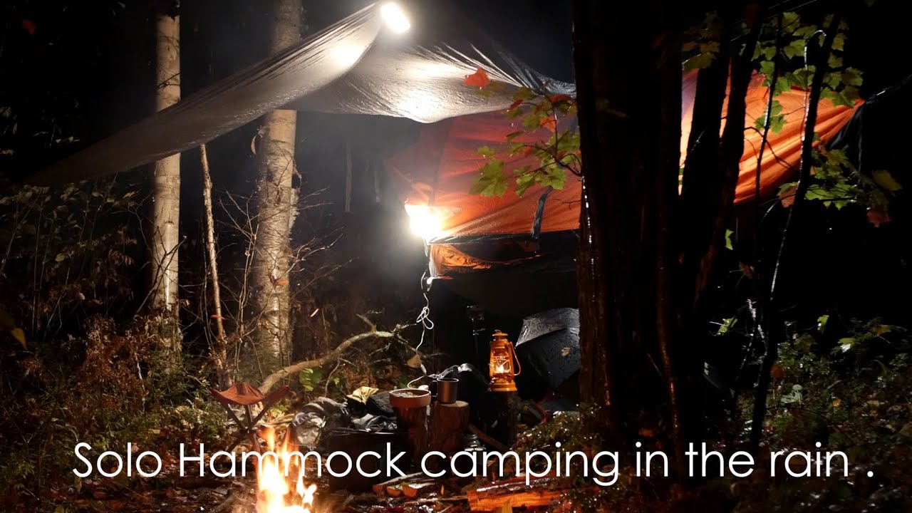 Solo hammock camping in the rain with Owlypacks hybrid shelter