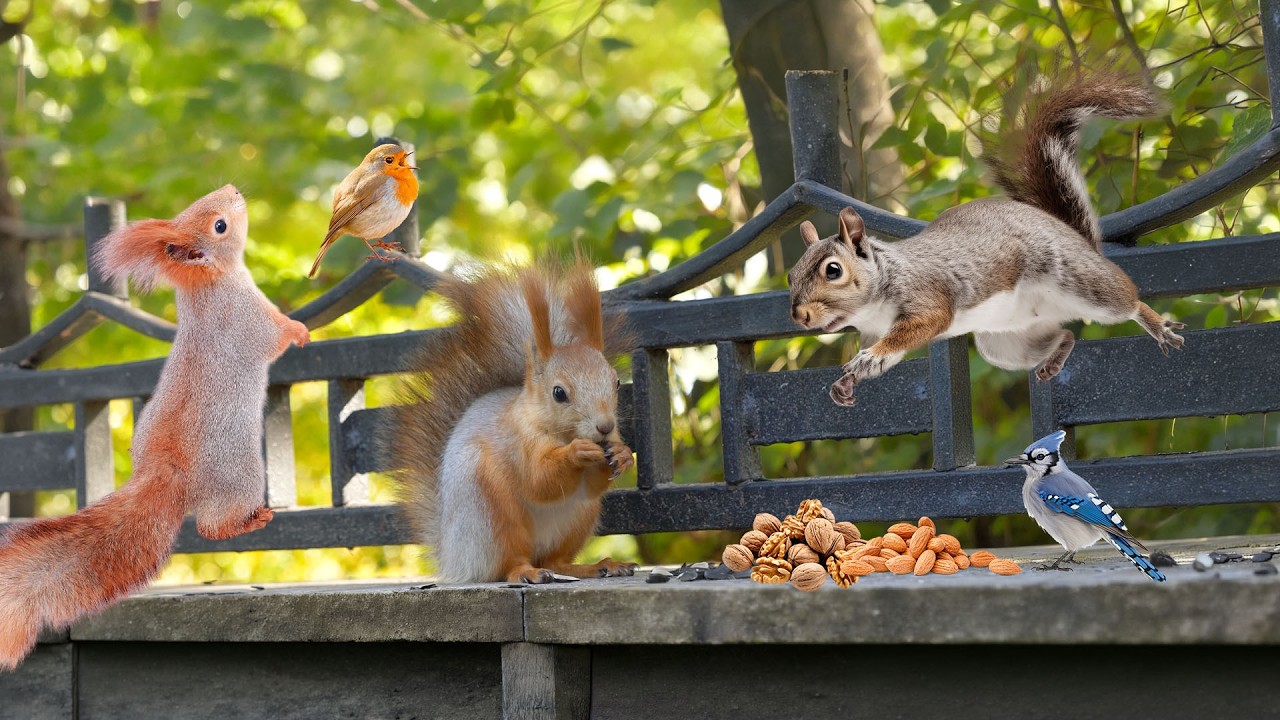 FUNNY TV FOR CATS 📺 Unlimited Birds & Silly Squirrels All Day Long🐿🦜 TV Soothe Cat's Anxiety