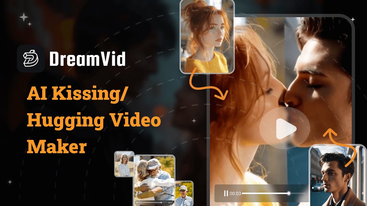 DreamVid: Best AI Hug & Kiss Video Maker | AI Hugging | AI Kissing | Venom Transform | Squish it