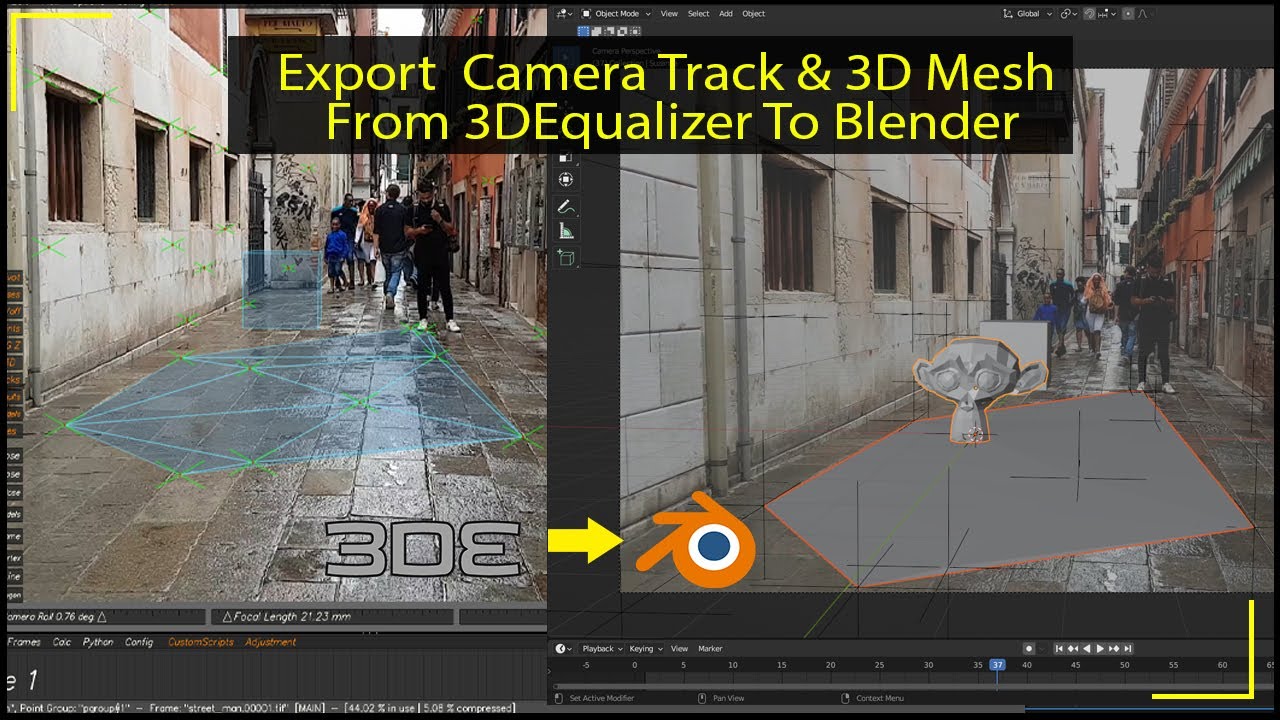 Export Camera Track & 3D Mesh From 3D Equalizer To Blender | 3D Equalizer To Blender