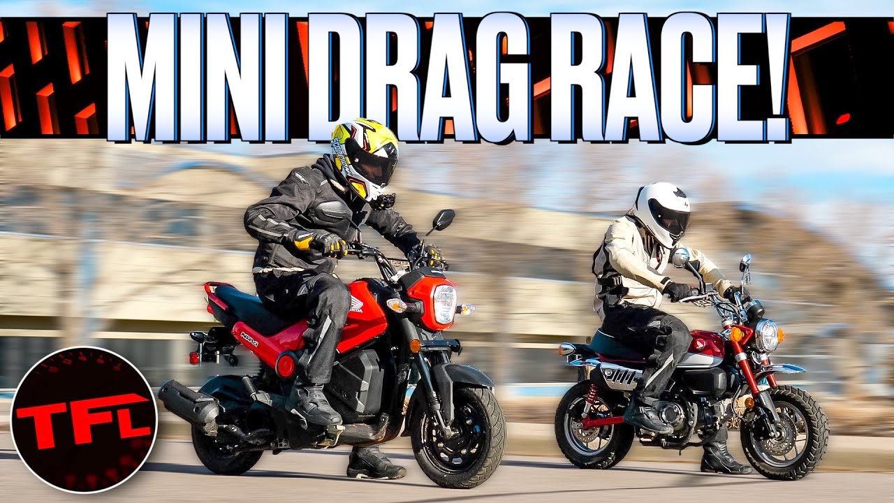 Гонка на MiniMoto Drag Race: сможет ли самый дешевый Honda Navi одолеть самую дорогую Monkey?