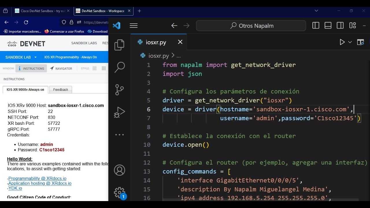 Configurar Router IOS XR con Napalm de Python