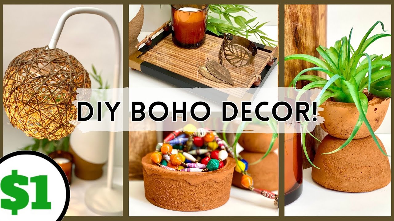 High End Quick + Easy DIY Boho Decor you can make on a Budget! Dollar Tree DIY Boho DIY Home Decor
