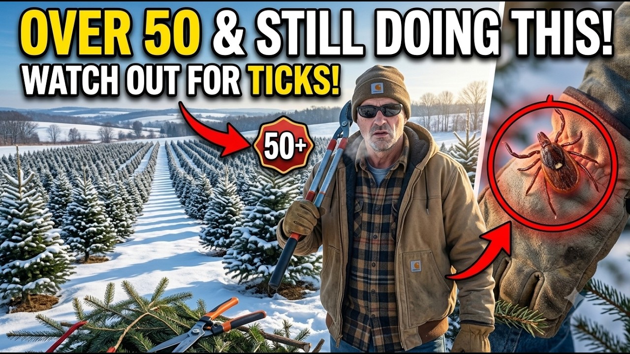 Trimming Christmas trees in the winter battling the cold and tick #ChristmasTrees #tree #TickSafety