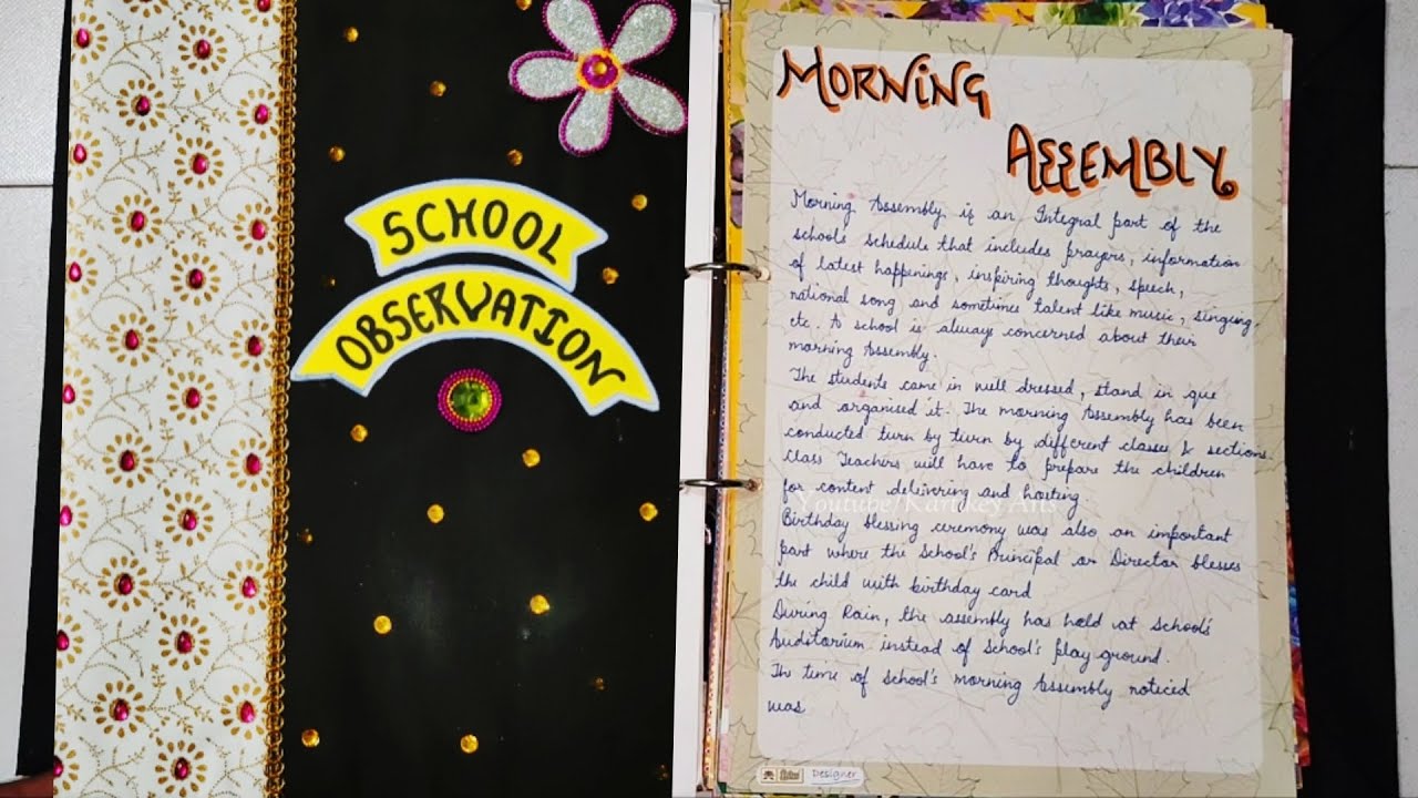 B.Ed School Observation File | School Report | Semester | In English | School Training File