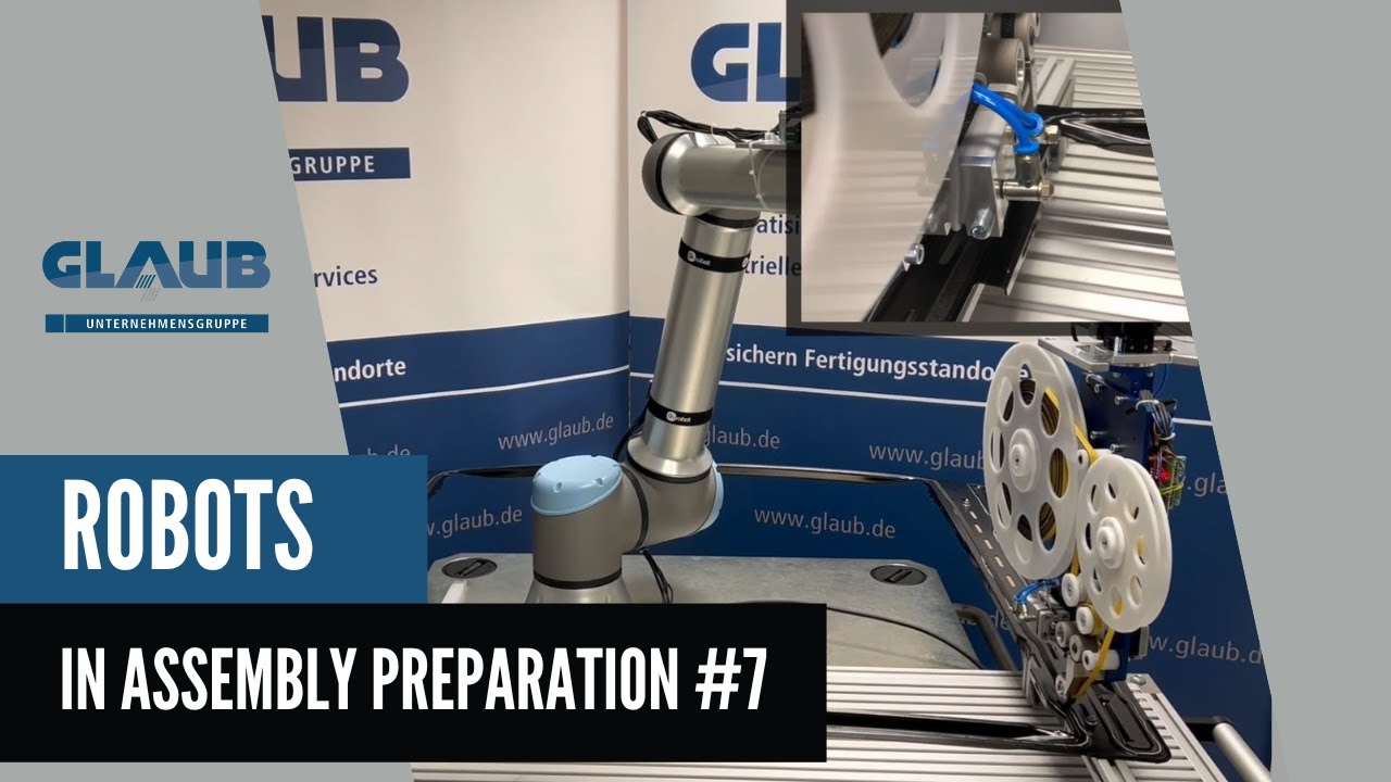 Application with robots-automated application of adhesive tape with liner winding | GLAUB Automation