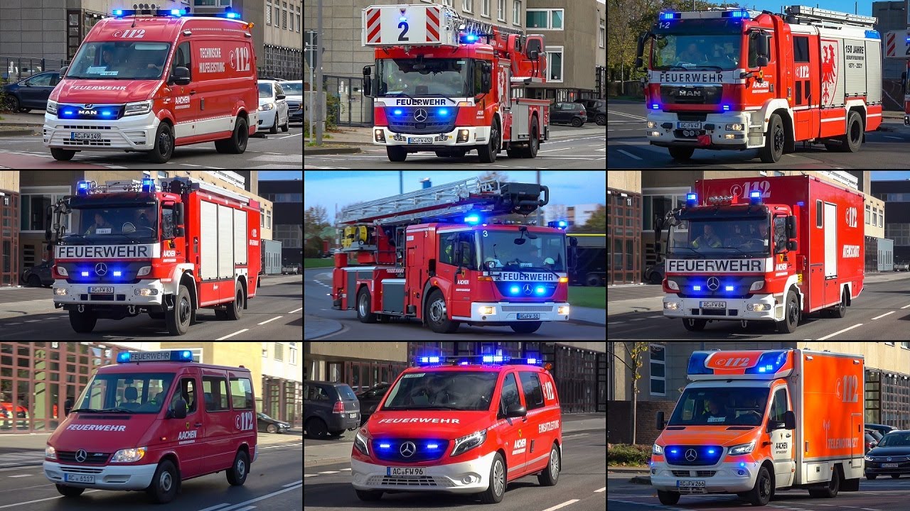 *Feuerwehr AACHEN* [NEUE Drehleiter & SONDERFAHRZEUGE!] - Einsatzfahrten der Feuerwachen 1 & 3!