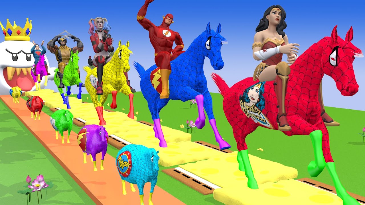 Long Slide Game With Cow Elephant Gorilla Hippopotamus Tiger 3d Animal Game Funny 3d Animals