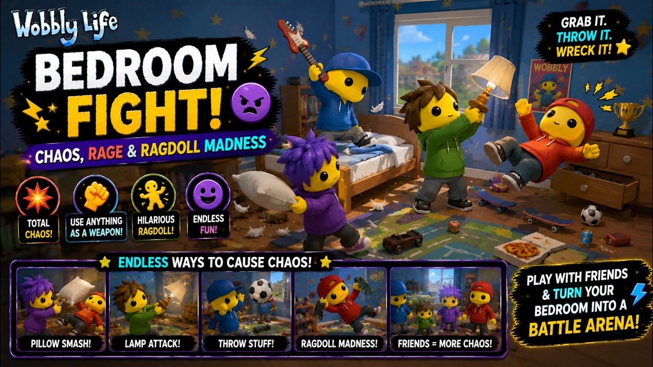 Wobbly Life - Bedroom Fight 😆 | Chaos, Rage & Ragdoll Madness in the Bedroom!