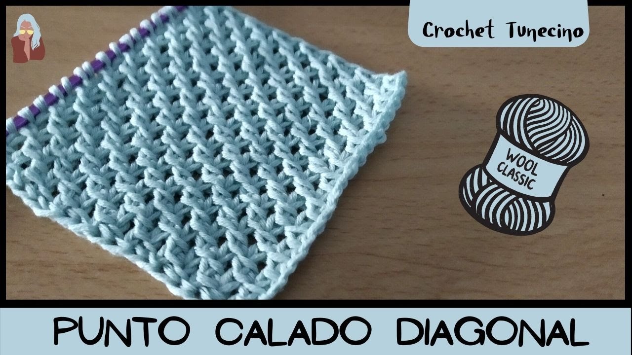 🧶 Punto CALADO EN DIAGONAL a Crochet Tunecino ❣  especial ROPA DE  BEBE . Inglés Y Español