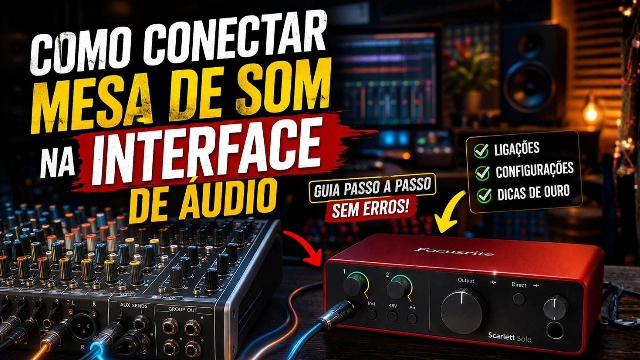 Como conectar MESA DE SOM na INTERFACE DE ÁUDIO (Passo a Passo)