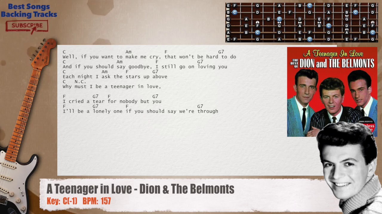 🎸 A Teenager in Love - Dion & The Belmonts Guitar Backing Track with chords and lyrics