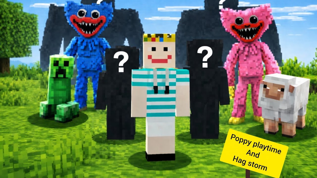 من داخل ماینکرافت چندتا از کارکتر های poppy playtime chapter 5 رو آوردم (پشمام ریخت)🤣🤯