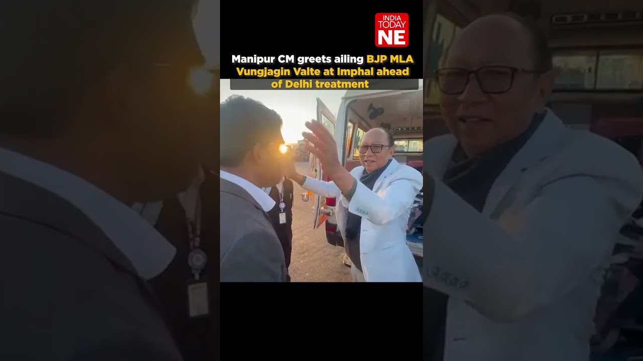 Manipur CM greets ailing BJP MLA Vungjagin Valte at Imphal ahead of Delhi treatment