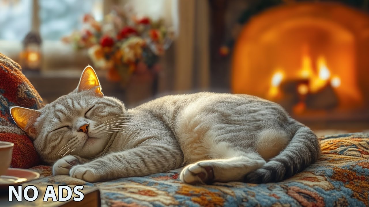 Calming Music for Cats with Cozy Ambience, Soothing Piano Stress Relief |No Ads