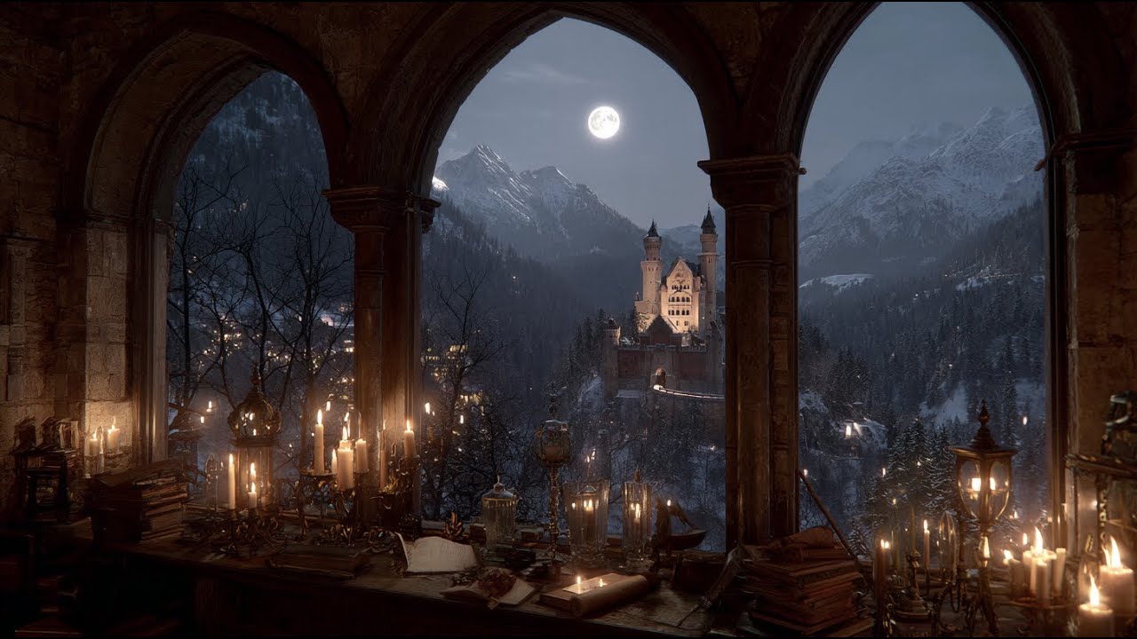 winter at the castle. [ medieval study ambient ]