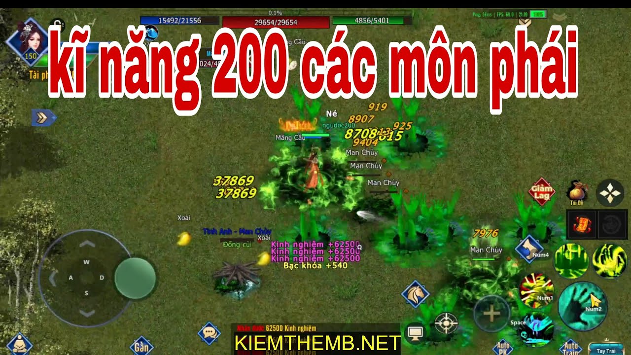 Kiếm thế mobile, kĩ năng 200 các môn phái 25/4