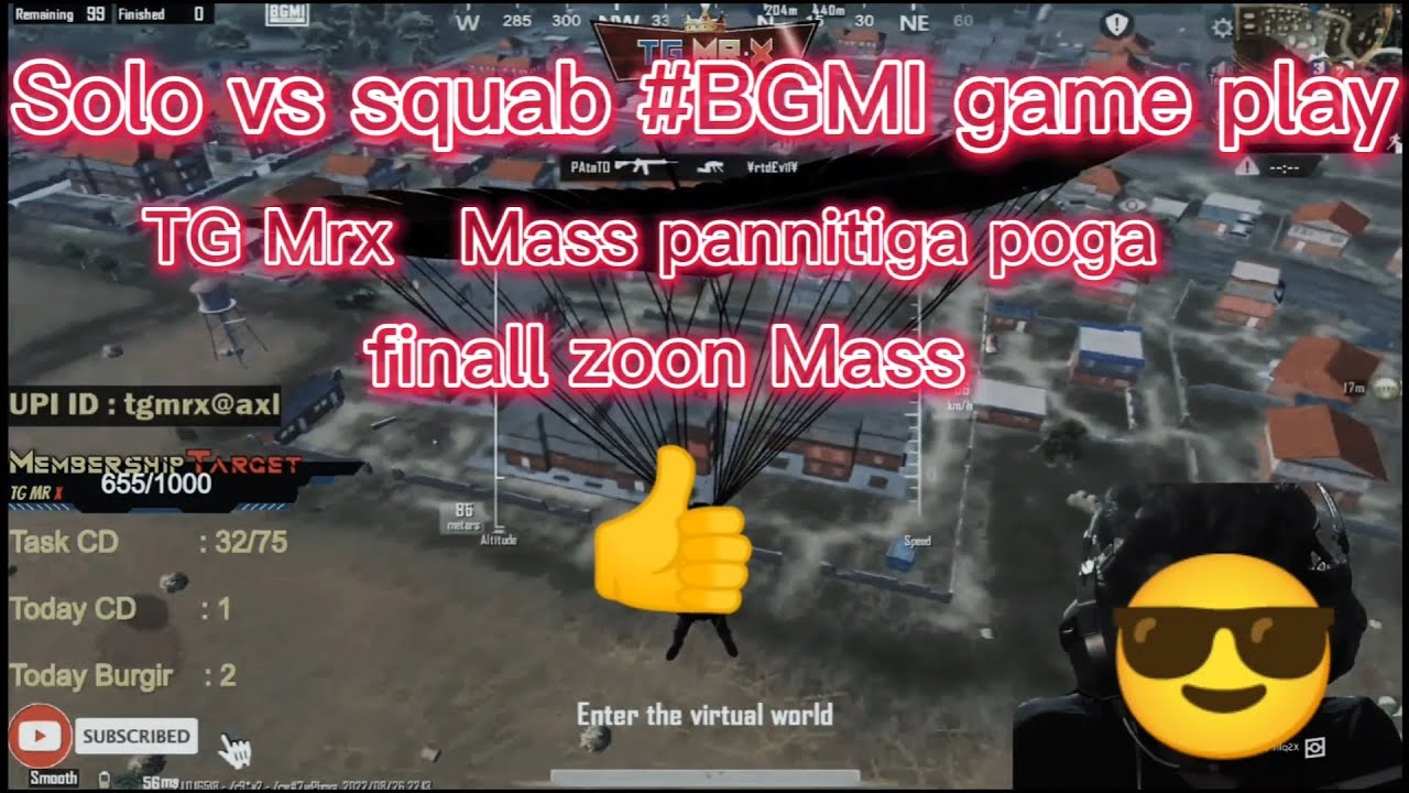 Solo vs squab 🔥Mass 🔥 game play  #TG Mrx Tamil bgmi 😎👍