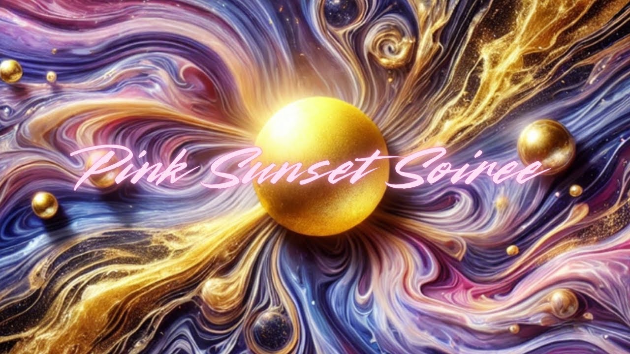 💗 Pink Sunset Soirée 🌅 Stunning Fluid Art Painting | Abstract Acrylic Pour | Gold Sun & Purple Waves