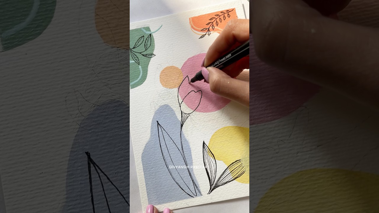 Floral Boho Painting Idea with Pastel Acrylics #art #doodle #draw #drawing #viral #trendingonshorts