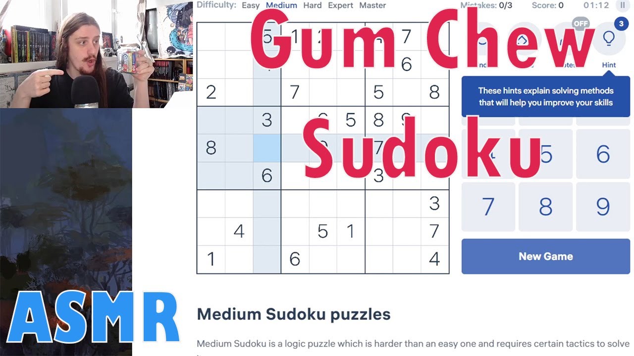 ASMR Gum Chewing & Sudoku | Whispering ASMR to relax to #sleepaid #relaxingsounds