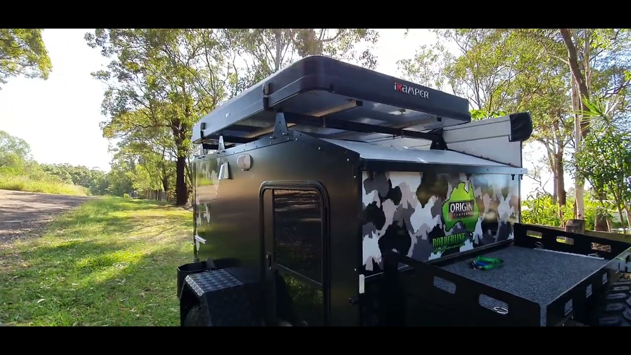 Borderline M2 off road camper trailer with IKAMPER rooftop tent.