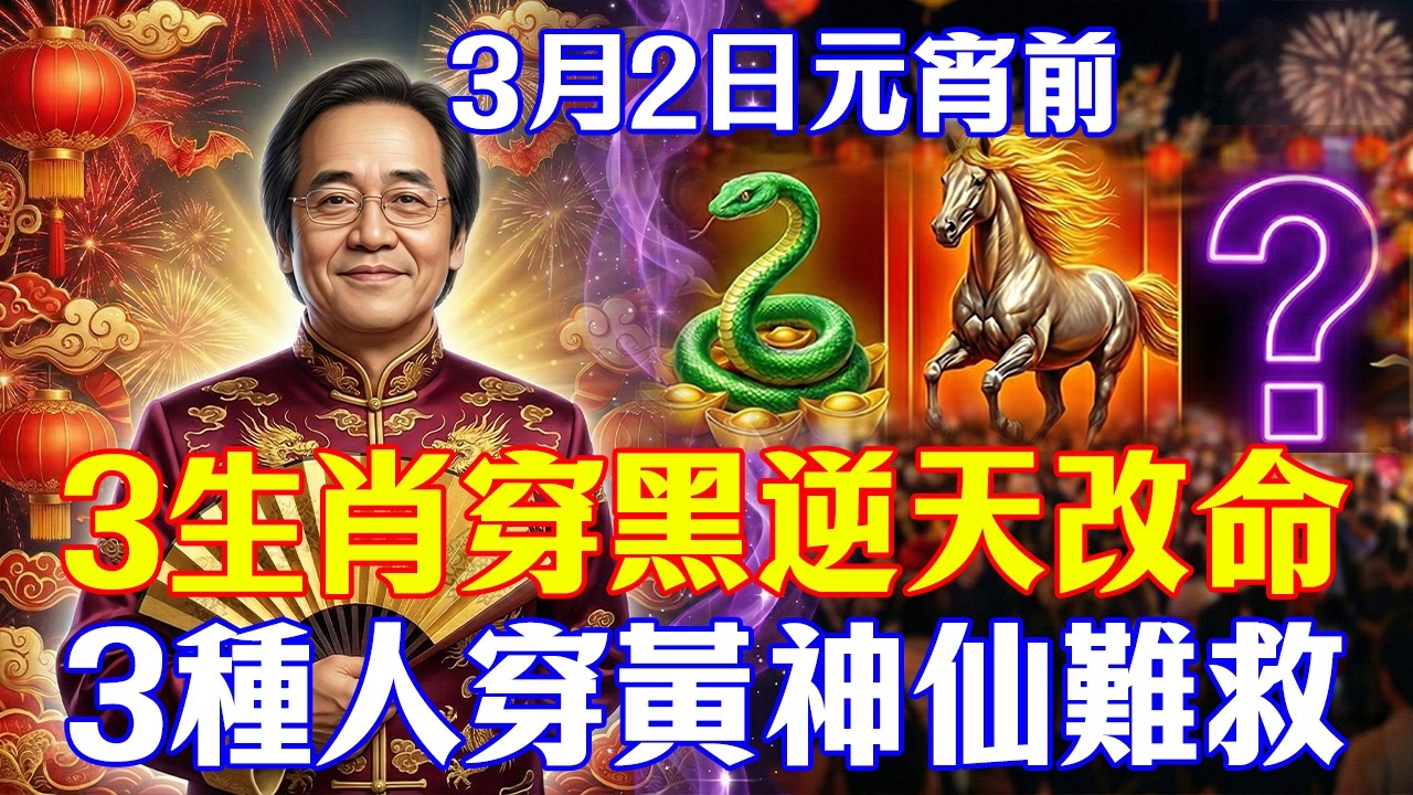 倪海廈：3月2日正月十四元宵前夕生死關！3生肖穿黑逆天改命，3種人穿黃神仙難救！#倪海廈#2026赤馬年#正月十四#中醫養生#經方
