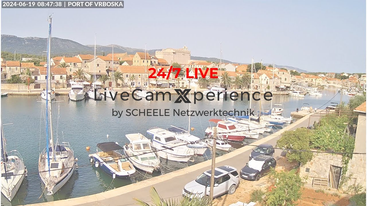 Port of Vrboska, Island Hvar, Croatia ☀ LIVE 24/7 WebCam