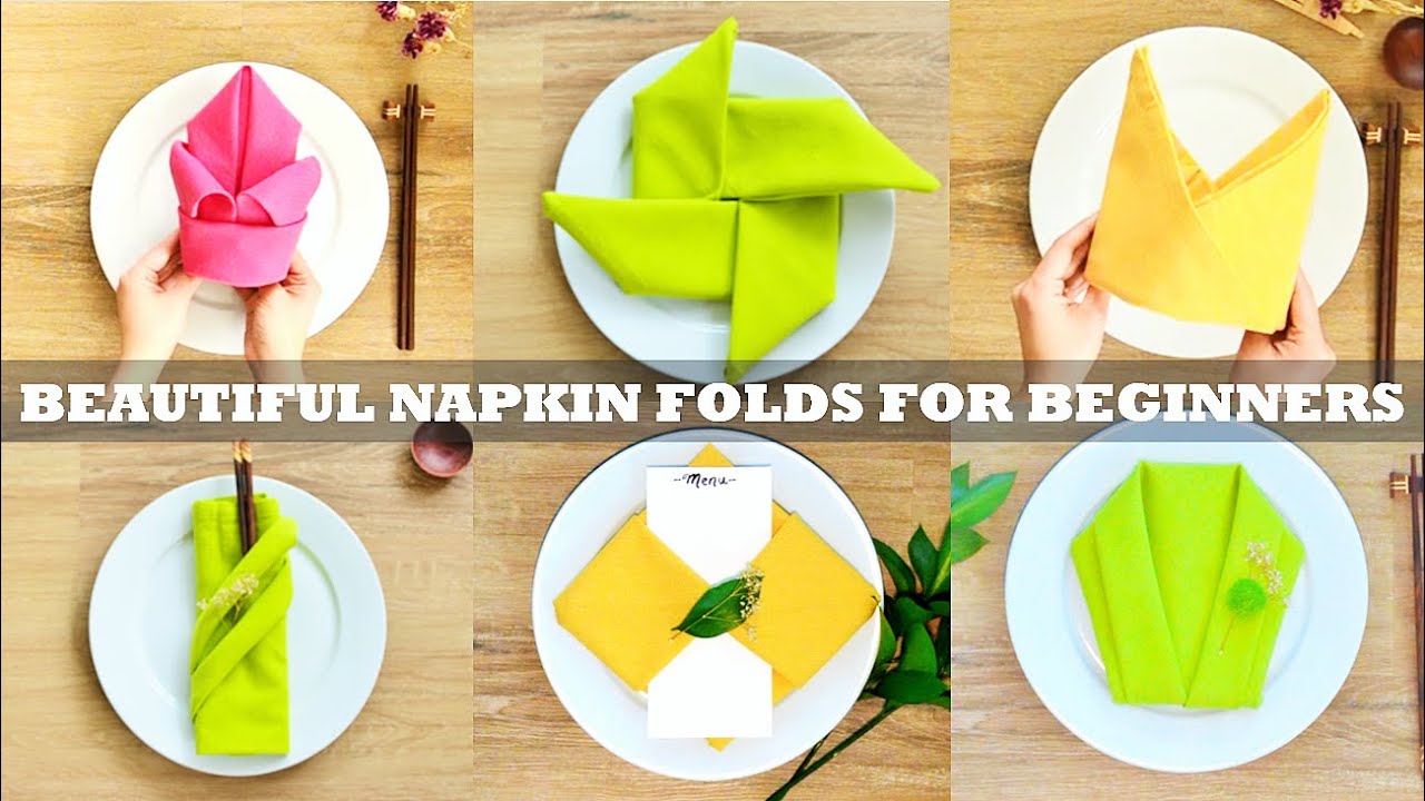 Beginner Napkin Folding Video Tutorial - 6 Beautiful Folds in 6 Minutes - Episode 36
