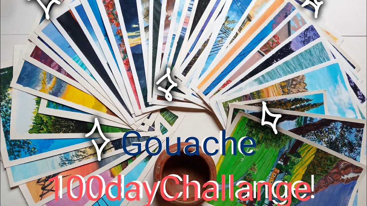 100 Gouache Painting Flip-through! #100dayschallange