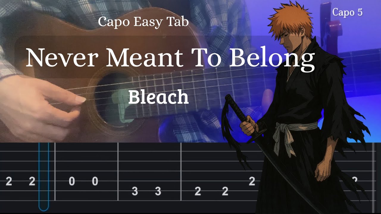 Never Meant To Belong - Bleach OST (Capo Easy Tab) Fingerstyle Guitar 