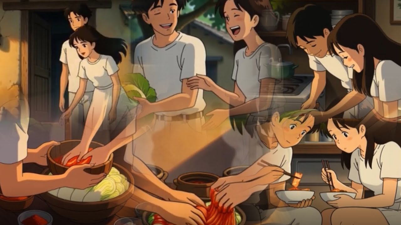 Making Korean Kimchi,korean anime vlog,ghibli style asmr,relaxing ghibli vlog