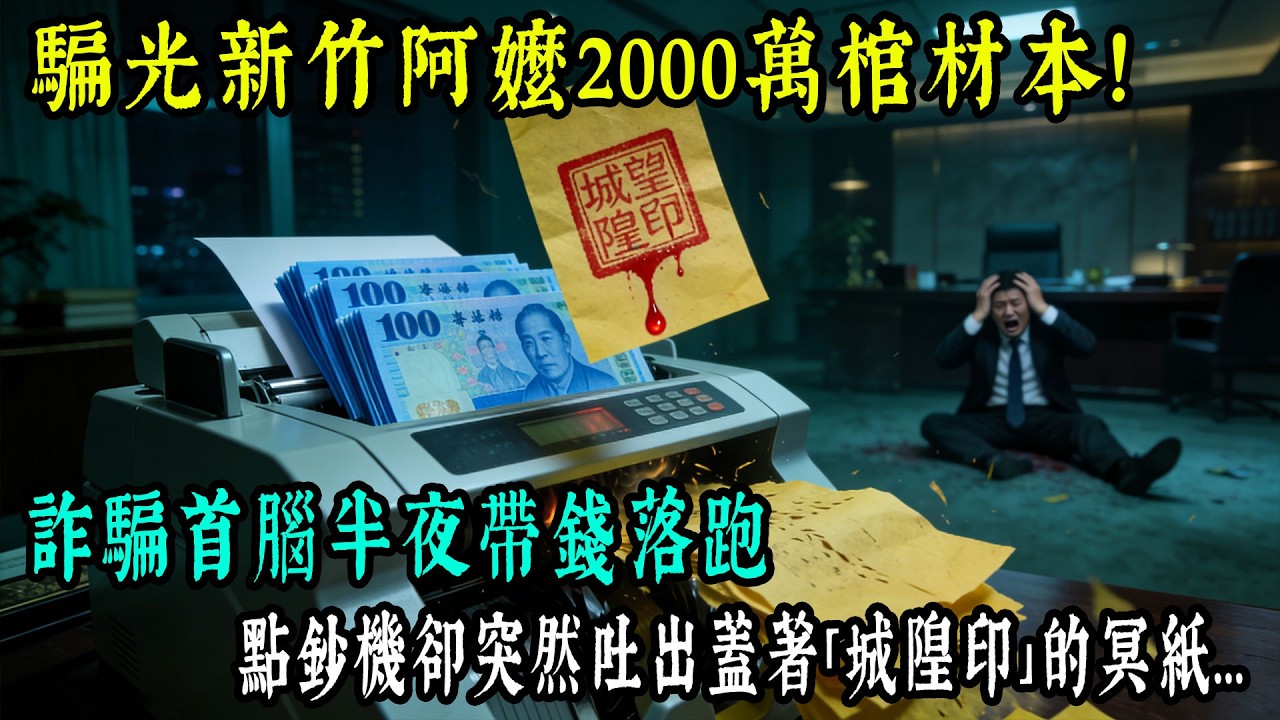 【老王故事會】騙光新竹阿嬤2000萬棺材本！詐騙首腦半夜帶錢落跑，點鈔機卻突然吐出蓋著「城隍印」的冥紙...#原創 #情感 #民間故事 #真實故事 #中老年生活 #台灣