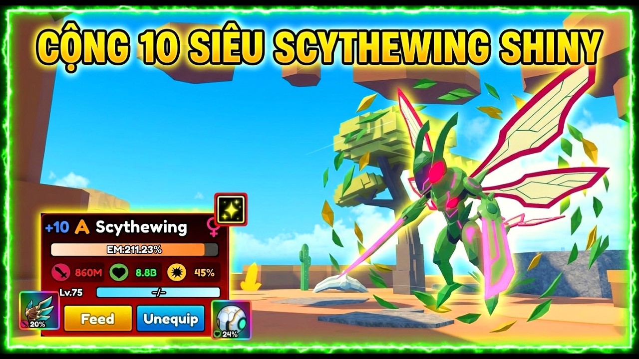 POCKET MONSTER  NÂNG CẤP RANK A SHINY SCYTHEWING LÊN CỘNG 10 SỨC MẠNH KHỦNG KHIẾP CÂN MỌI CON BOSS