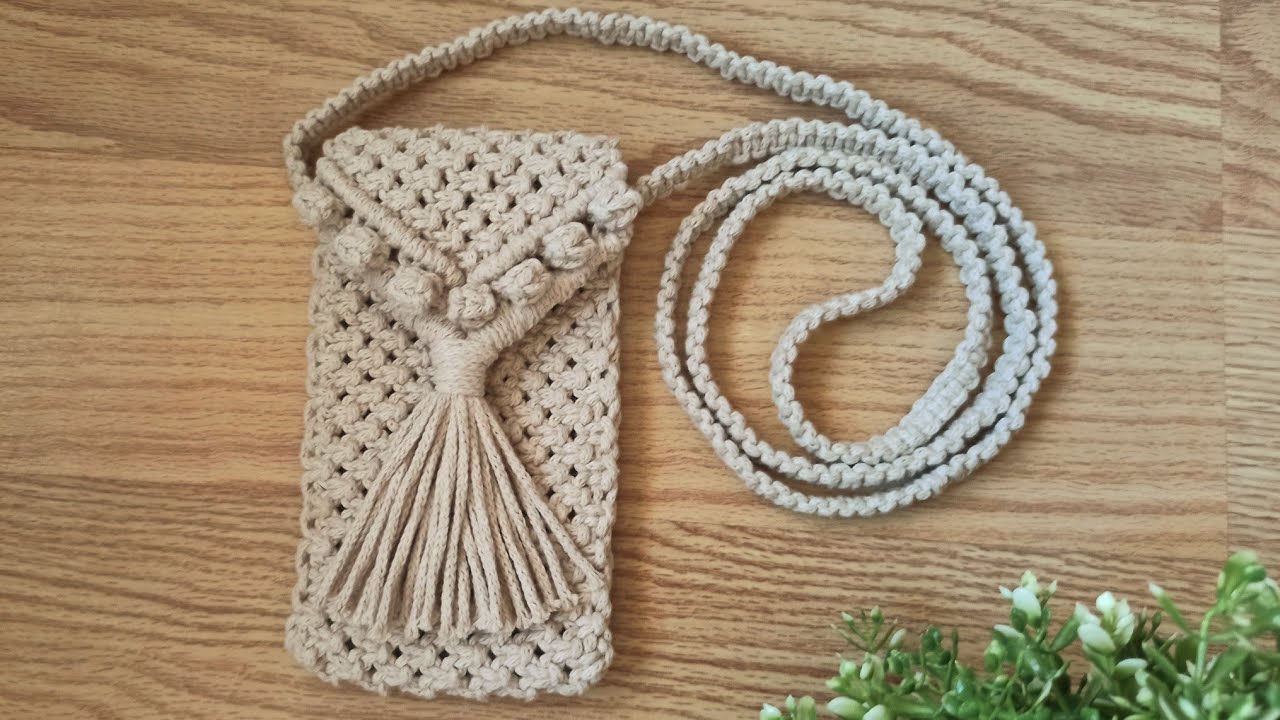 Makrome çanta yapımı//makrome telefon çantası yapılışı//dıy bag macrame//makrome çanta yapılışı