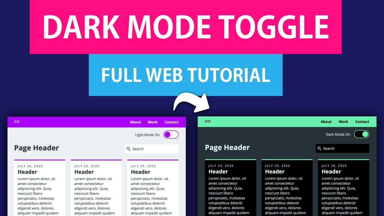 Dark Mode Toggle | HTML CSS JS Tutorial