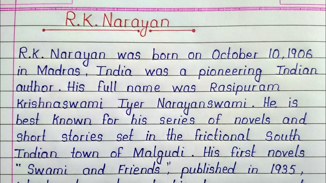 Essay on R.K.Narayan in English || R.K.Narayan Essay in English || About R.K.Narayan || R.K.Narayan