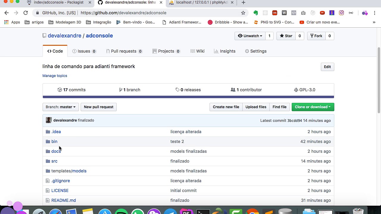 adconsole linha de comando adianti framework