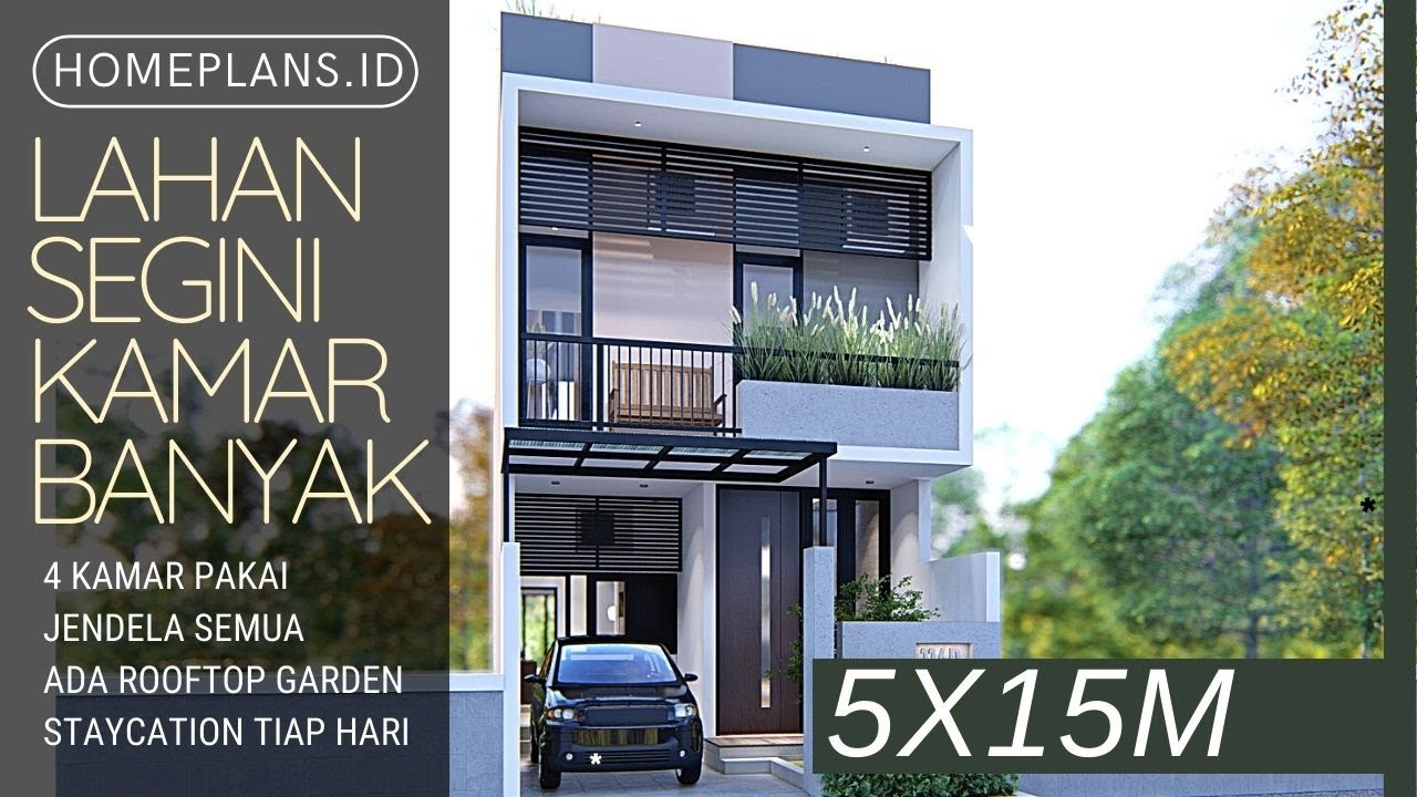 SMALL BUT VERY NICE House Design 5x15m with 4 beds [kode 114D]