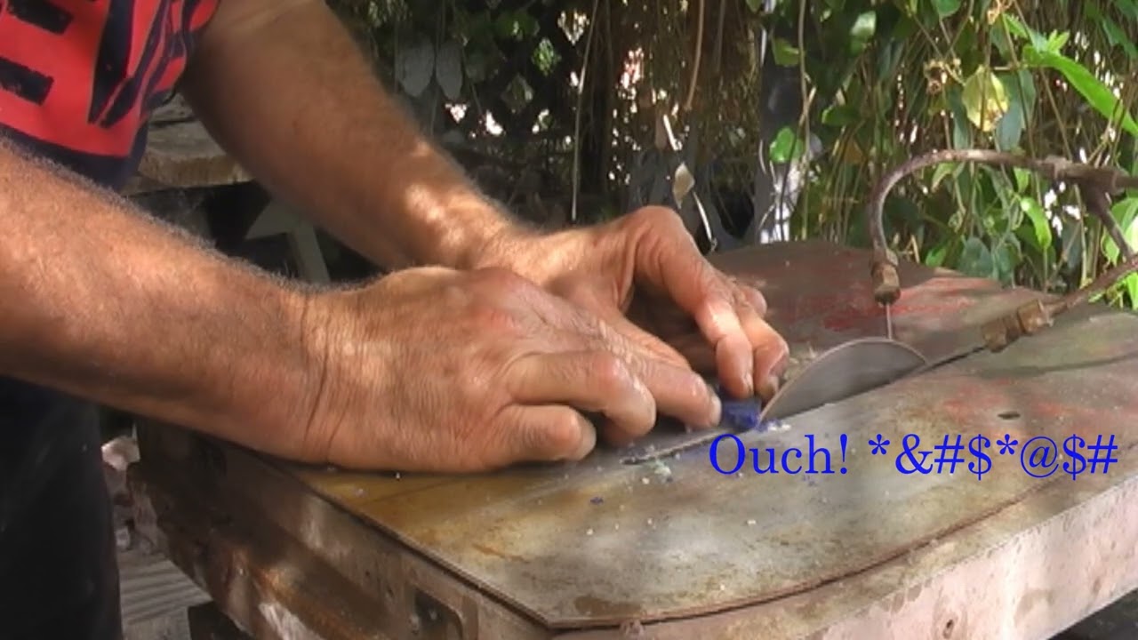Making a stone guitar pick....
