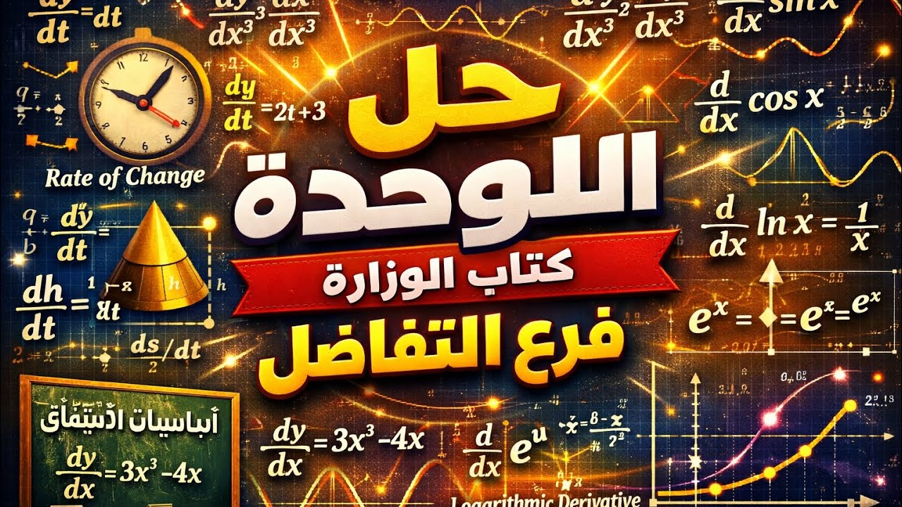 شرح جميع اسئلة وأمثلة وتدريبات كتاب الوزارة الوحدة الأولي تفاضل الصف الثالث الثانوي 2026 ج1