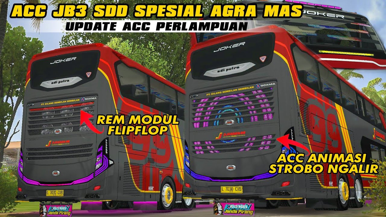 WAW😱UPDATE PERLAMPUAN ANIMASI DAN REM FLIP FLOP😍KD JB3 SDD ACC SPESIAL LANTARAN | BUSSID V4.4.1
