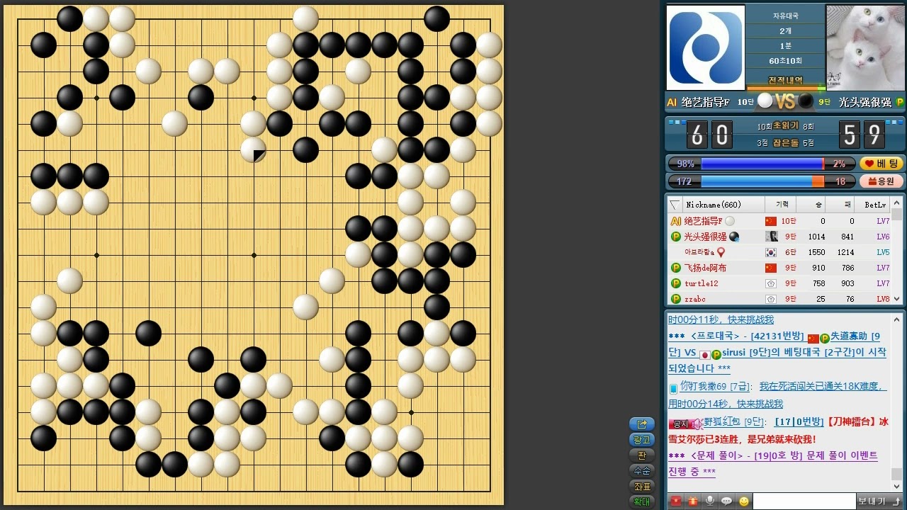 세계 최고수 인공지능 절예(绝艺指导)에게 2점 깔고 덤비는 프로들 / 승률90% 아무도 못이겨요.  그냥 보세요.  ㅎㅎ/ #바둑 #go #围棋