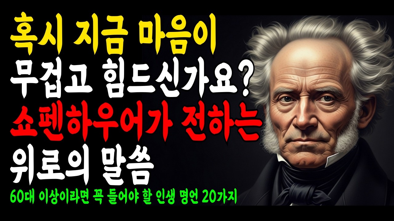 혹시 지금 마음이 무겁고 힘드신가요?쇼펜하우어가 전하는 위로의 말씀60대 이상이라면 꼭 들어야 할 인생 명언 20가지/철학/삶의 지혜/인생 지혜/노후 지혜/인생 명언/인간관계/이혼