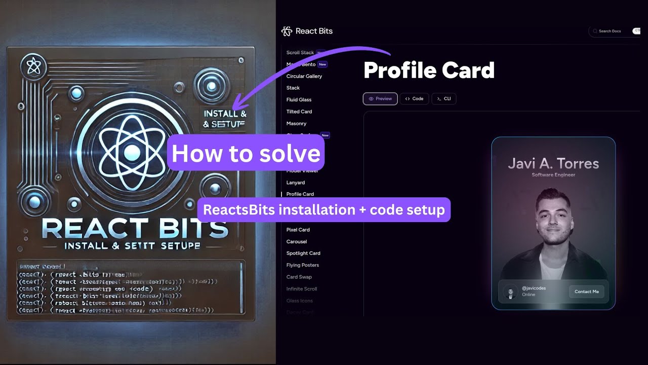 React Bits Installation & Code Setup  | Full Tutorial 💻 | Profile Card