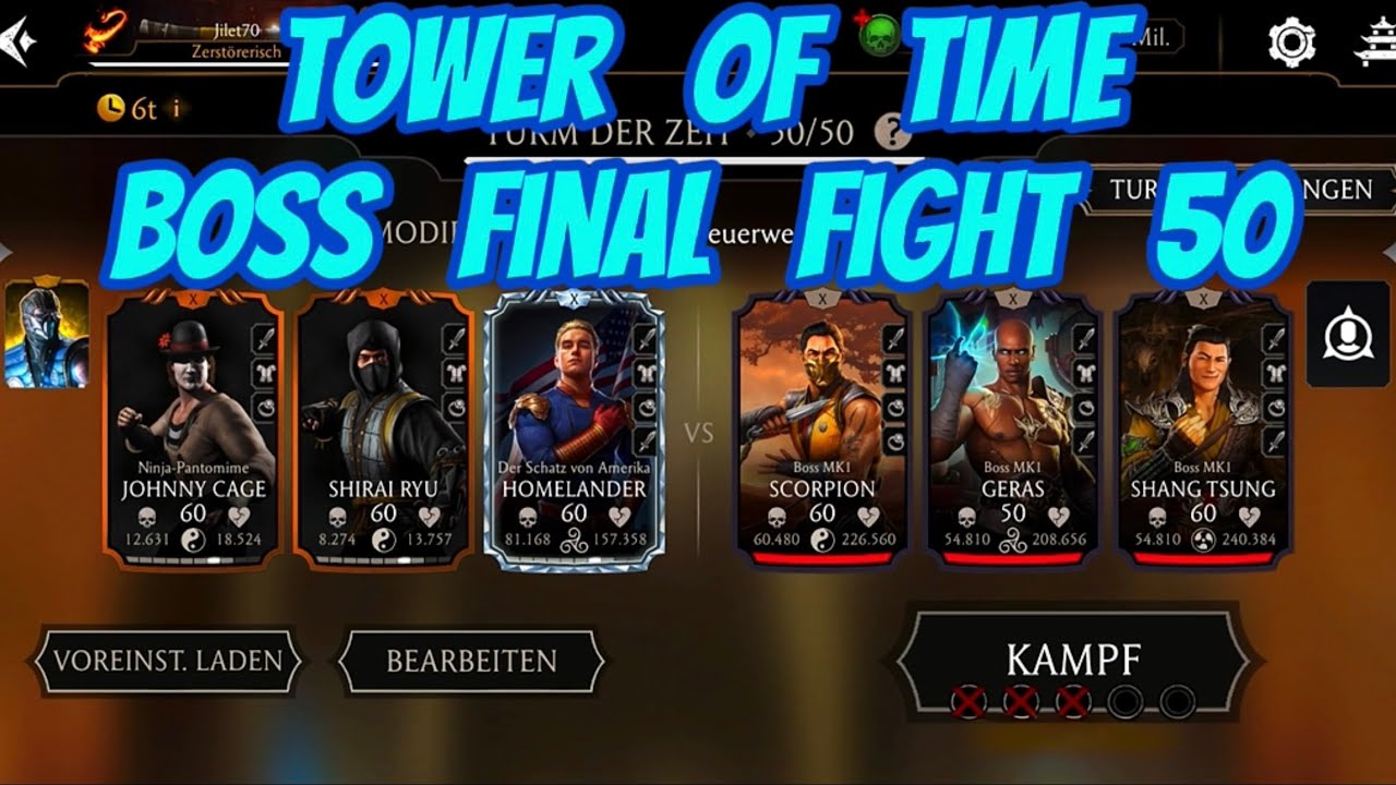 Mk mortal kombat mobile tower of time boss final fight 50 one shot with homelander